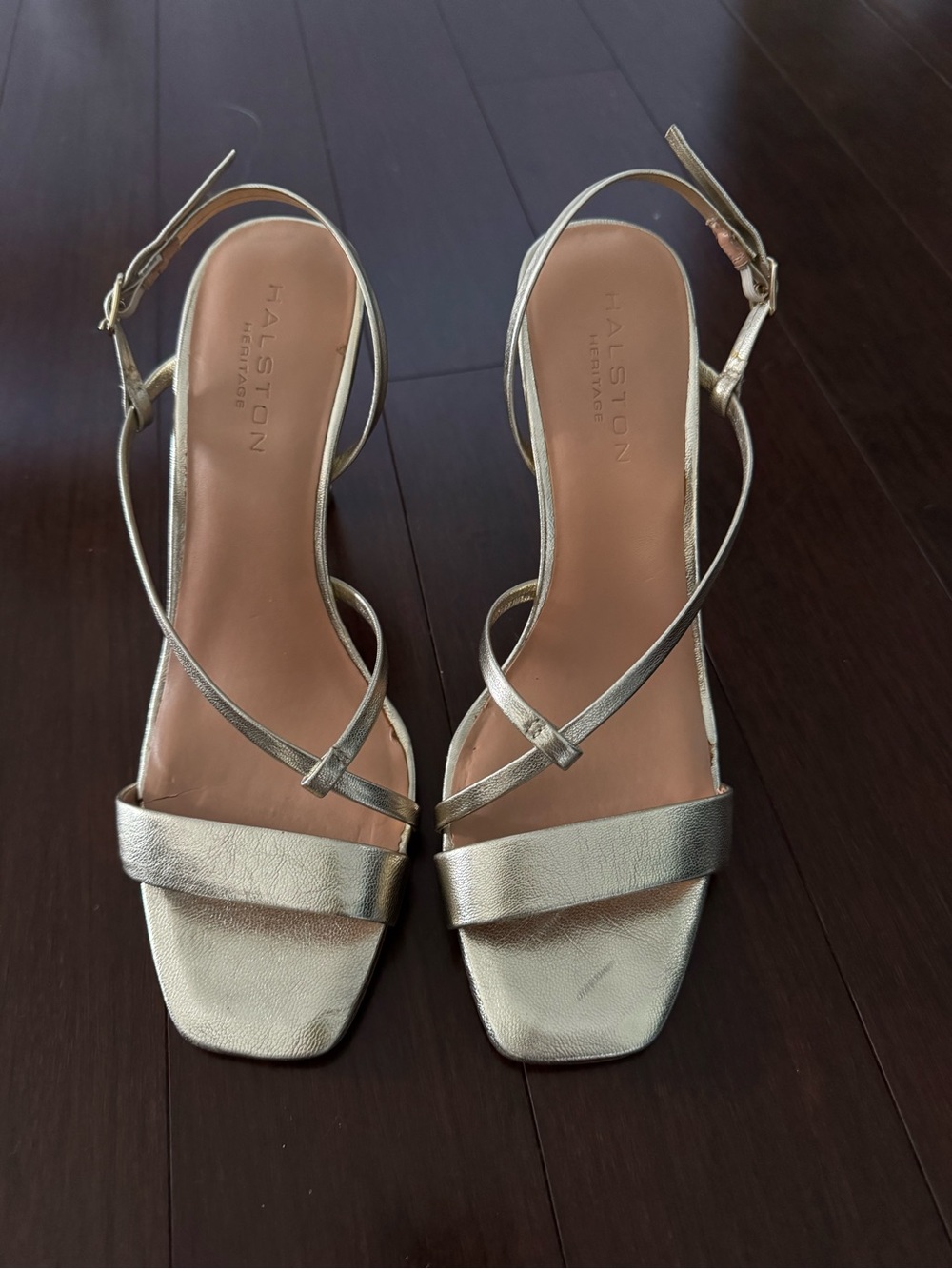 Halston Heritage Metallic Gold Strappy High-Heel Sandals